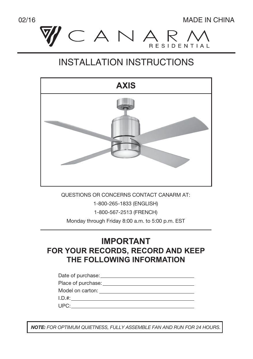 Canarm Ceiling Fan Installation Instructions Shelly Lighting