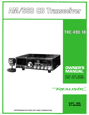 Realistic TRC-490-18 Owner's Manual | Manualzz