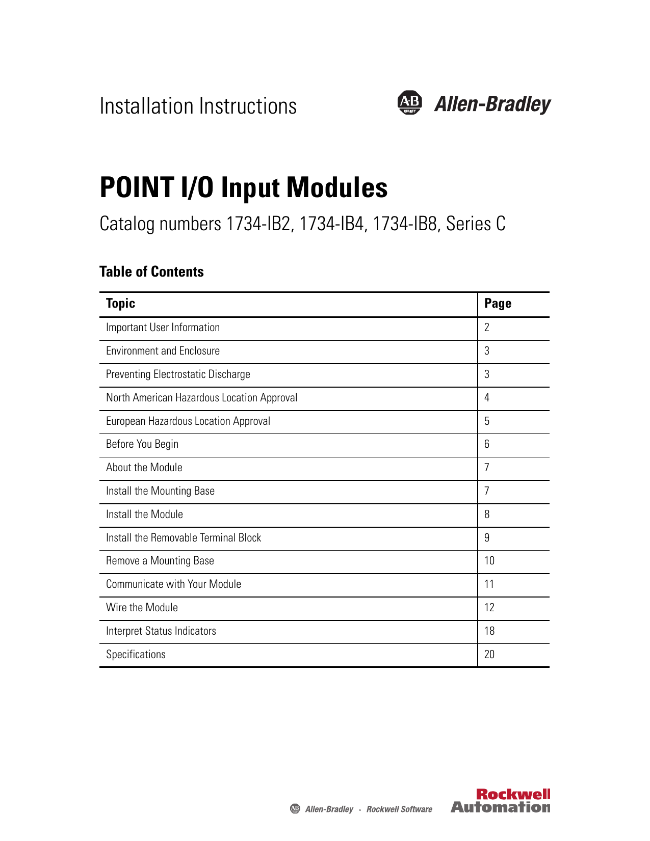 Allen Bradley 1734 Ib2 Installation Instructions Manual Manualzz