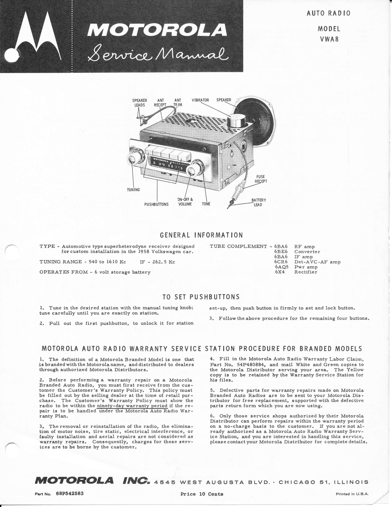 Motorola Vwa8 Service Manual Manualzz