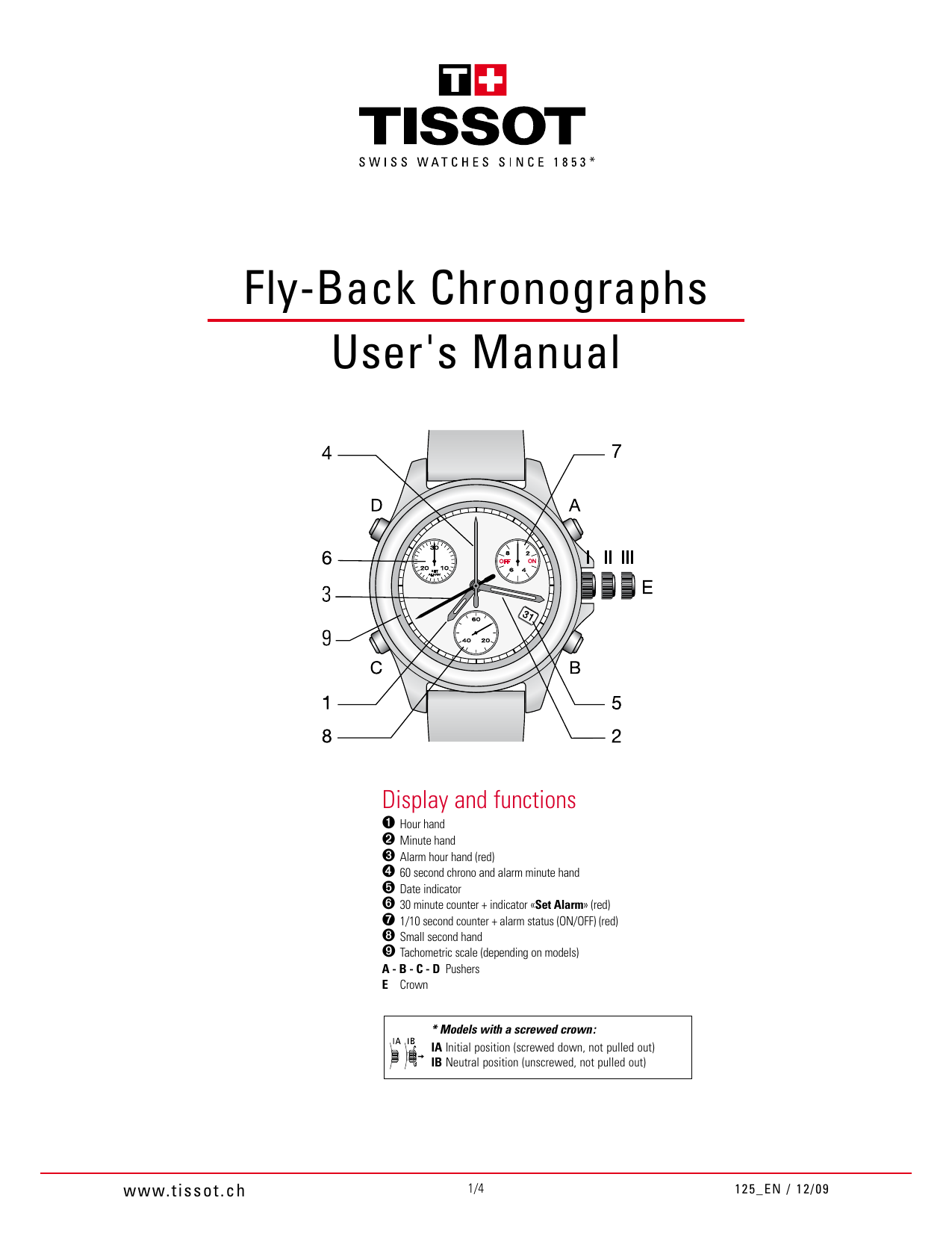 Tissot Fly Back User Manual Manualzz