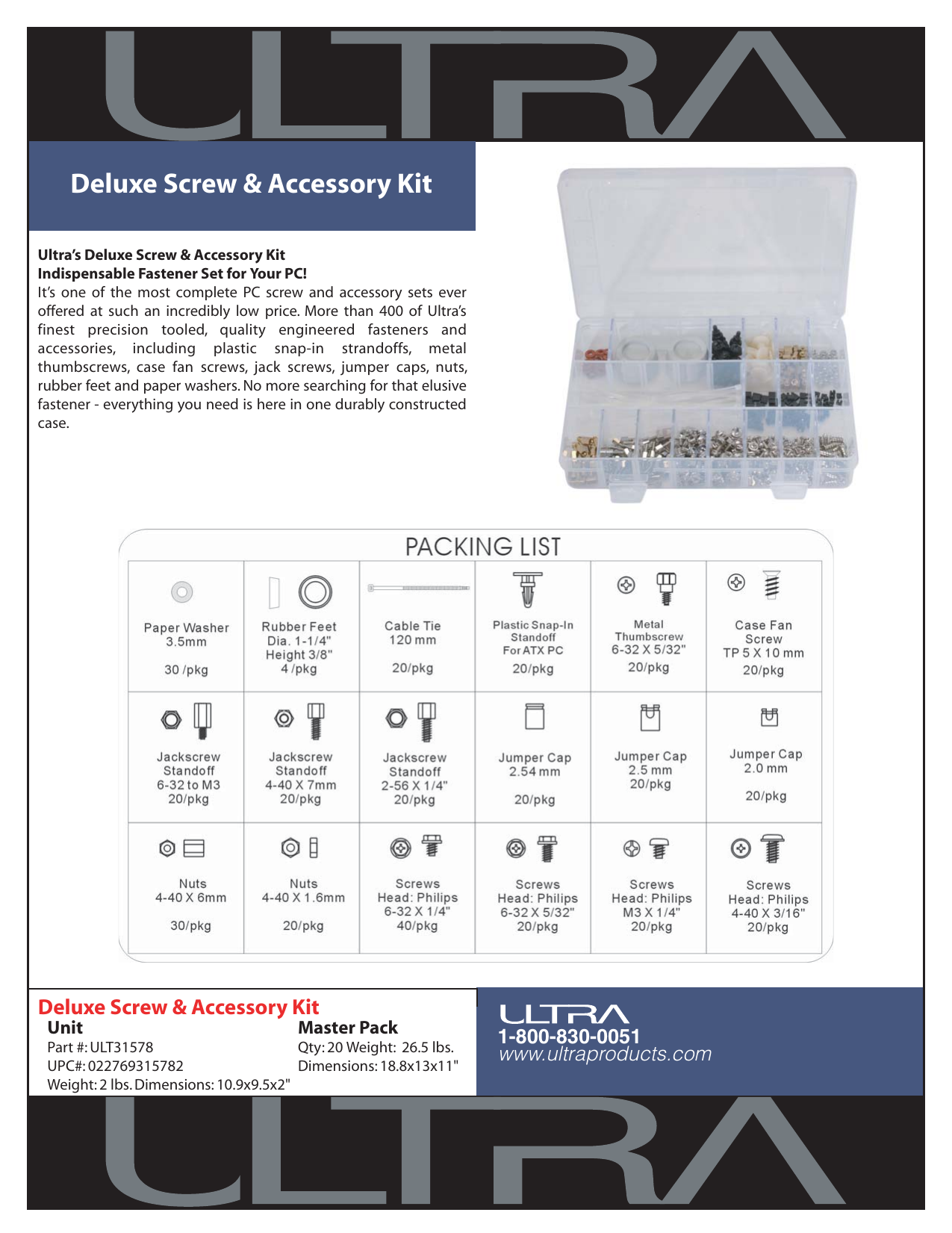 Ultra Deluxe Screw & Accessary Kit ULT31578 