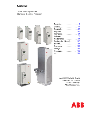 ABB ACS850 Series Quick Start Up Manual | Manualzz