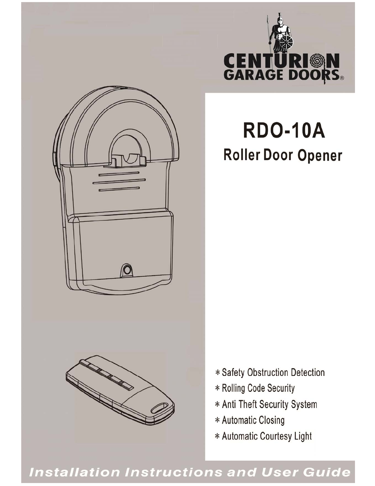 Centurion Rdo 10a Installation Instructions And User Manual Manualzz Centurion Rdo 10a Installation Instructions And User Manual Manualzz