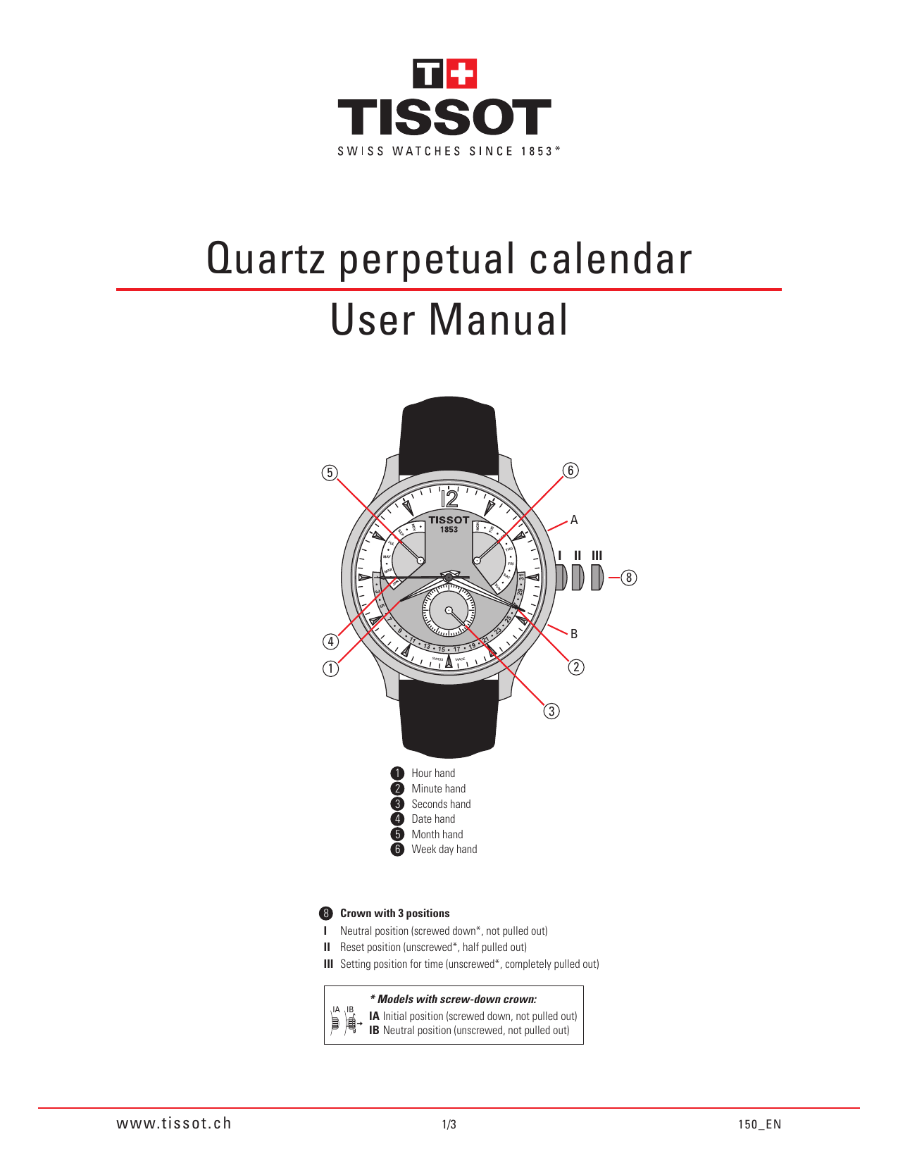 Tissot perpetual calendar User Manual Manualzz