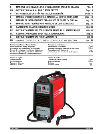 Cebora Power Plasma 3035/M Instruction Manual | Manualzz