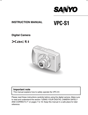 Sanyo Xacti VPC-S1 Instruction Manual | Manualzz