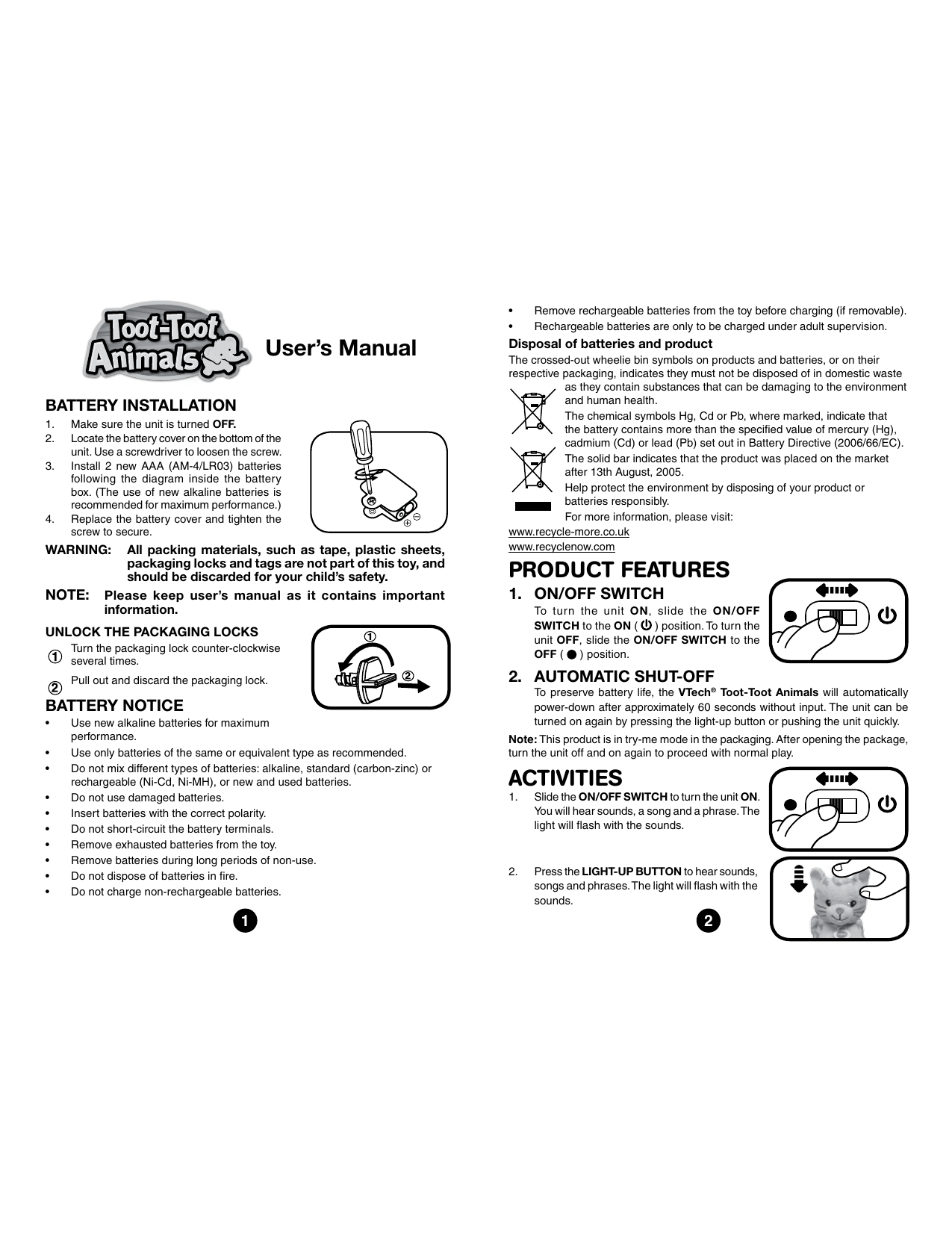 VTech Toot Toot Drivers, Toot-Toot Animals User Manual | Manualzz