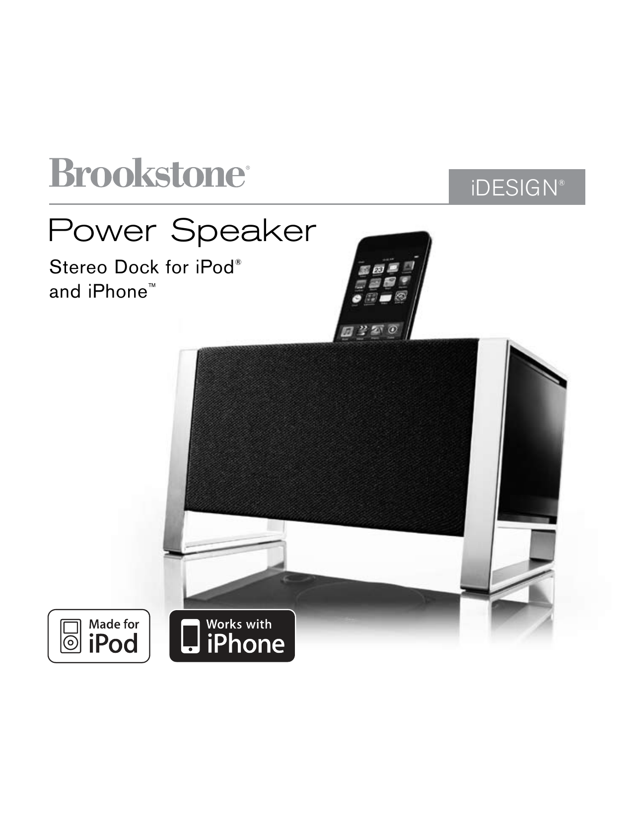 Brookstone iDesign 623116P iDesign Power Speaker User Manual