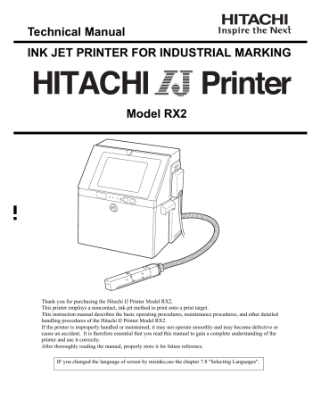 Hitachi IJ RX2 Technical Manual | Manualzz