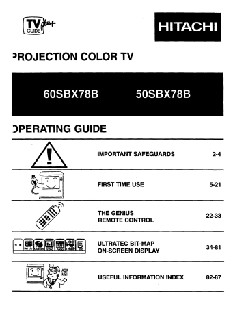 Hitachi 50SBX78B, 60SBX78B Operating Manual | Manualzz