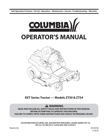 Columbia ZT50, ZT54 Operator's Manual | Manualzz