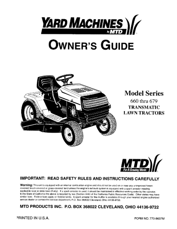 MTD 660 Series Owner's Manual | Manualzz