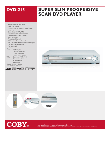 Coby COBY DVD-215 Specifications | Manualzz