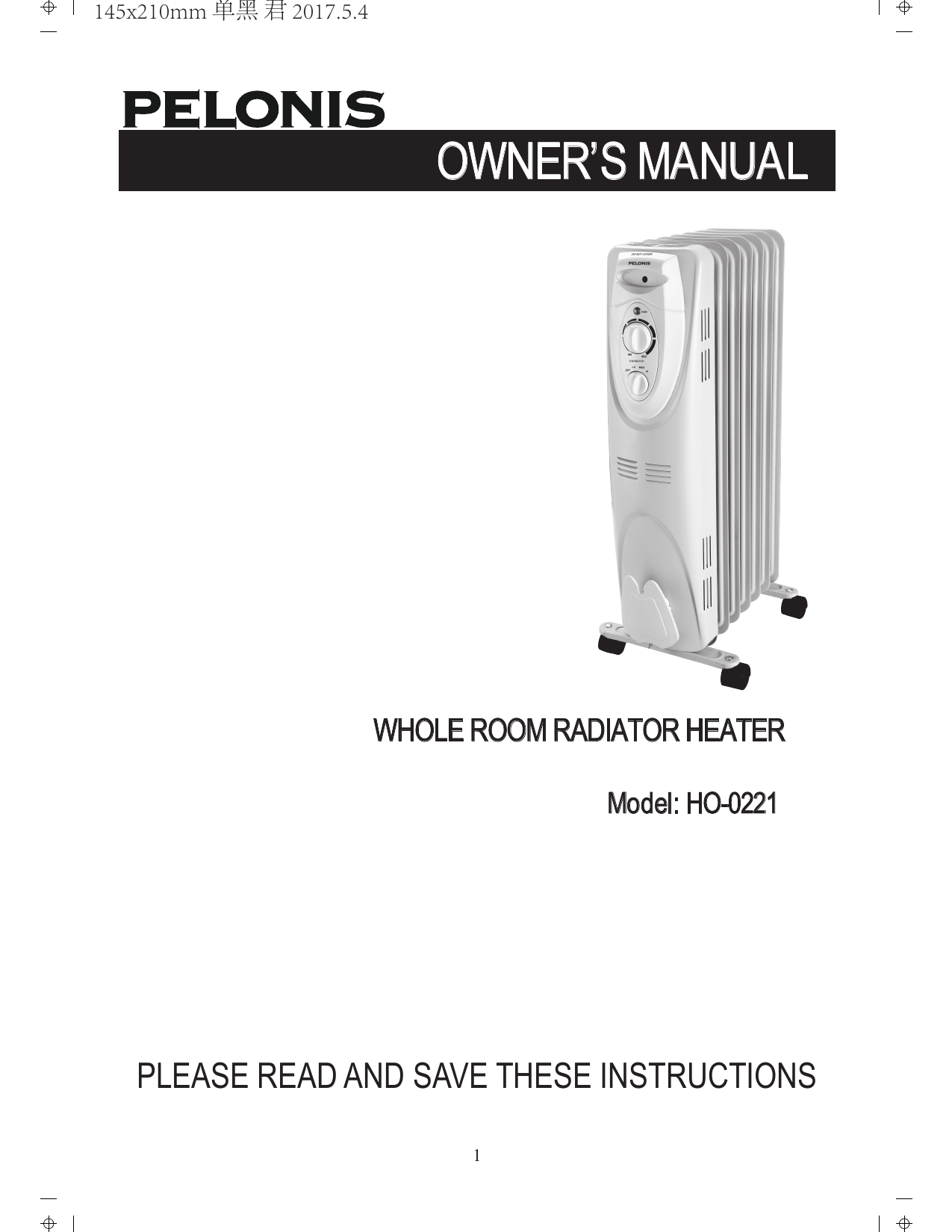 Pelonis HO-0221 Owner's Manual | Manualzz