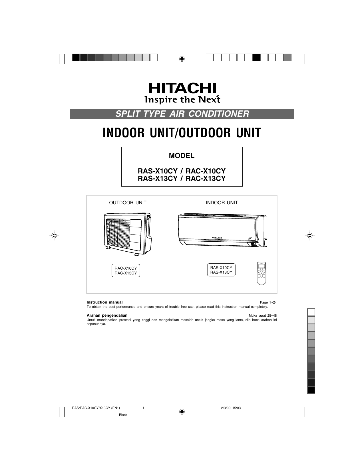 Hitachi Rac X10cy Rac X13cy Instruction Manual Manualzz