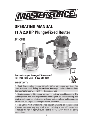 MasterForce 241-0836 Operating Manual | Manualzz