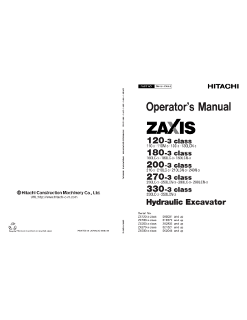 Hitachi ZAXIS 270-3 class, ZAXIS 330-3 class Operator's Manual | Manualzz