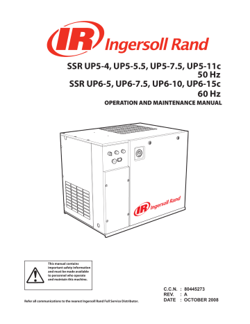 Ingersoll-Rand SSR UP5-7.5, SSR UP6-15c, SSR UP5-11c, SSR UP6-5, SSR