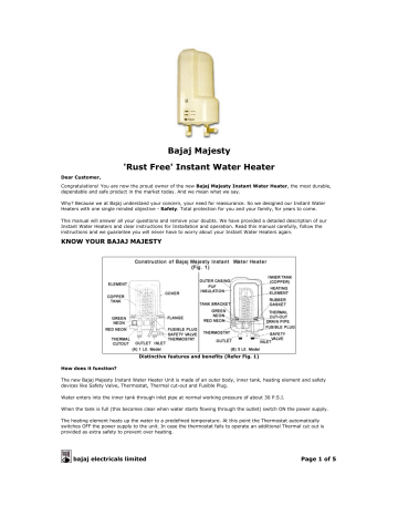 bajaj majesty horizontal storage water heater