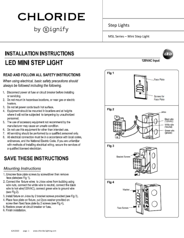 Chloride MSL Series Mini LED Step Light Install instructions | Manualzz