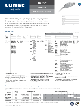 Lumec RoadFocus LED Cobra Head - Medium (RFM) Specifications | Manualzz