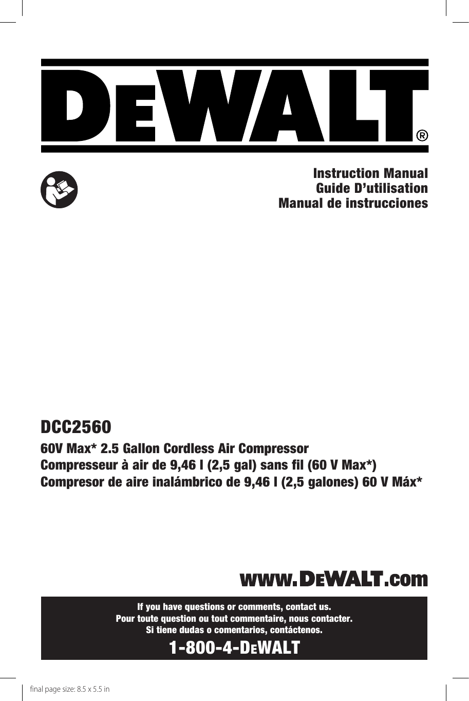 DeWalt DCC2560 DCC2560T1w DWFP12231DWFP1450D DCC25W233450D