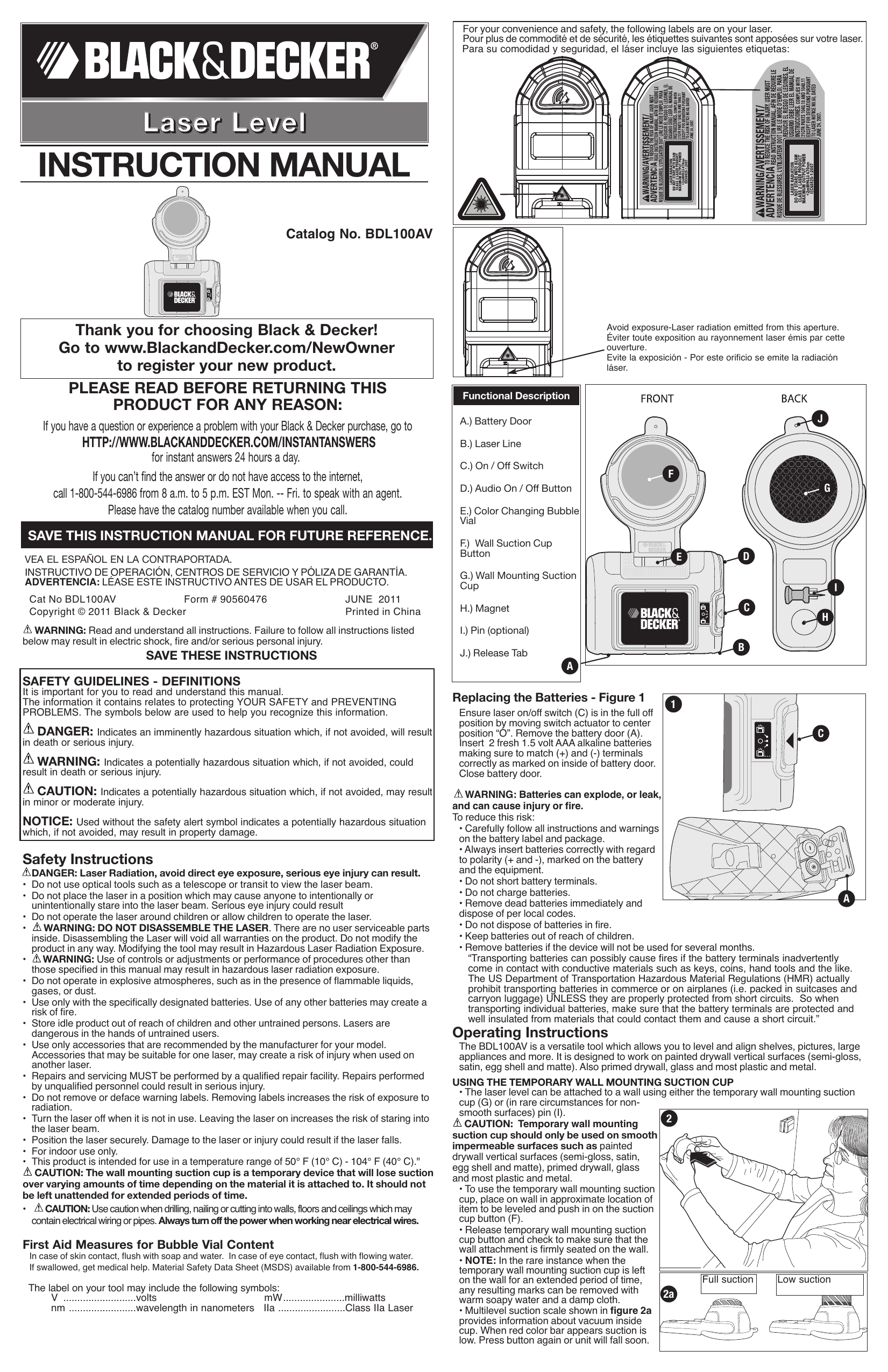 Black & Decker BDL205S Stick Laser 