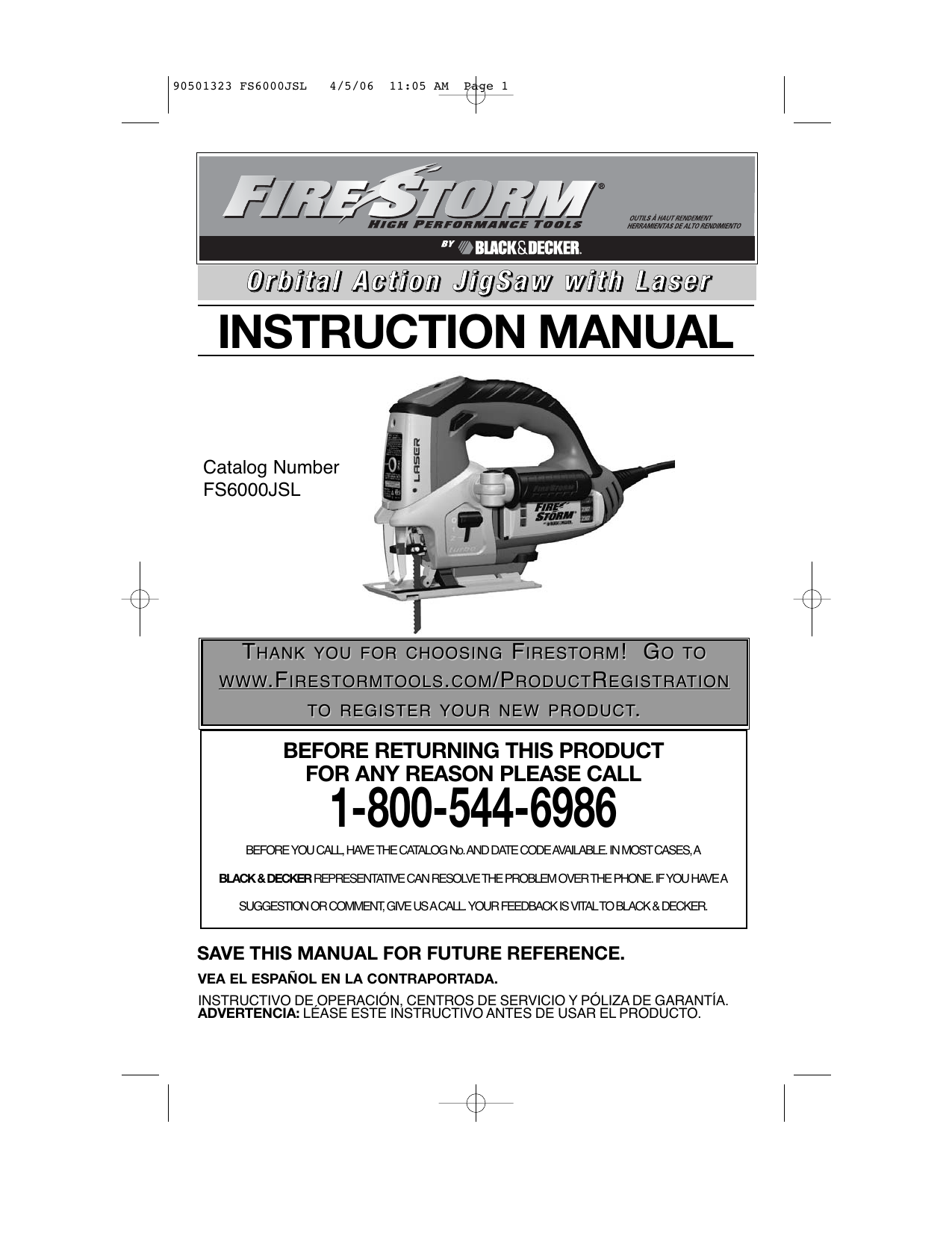 Black Decker FireStorm FS6000JSL JS620G FireStorm FS6000JSL