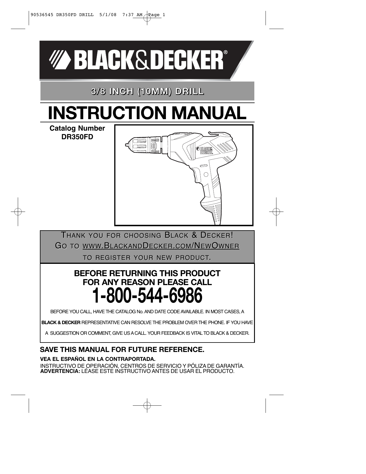 Black Decker DR350FD Instruction manual Manualzz