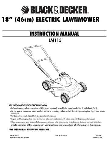 Black Decker LM115 Lawn mower Instruction Manual Manualzz