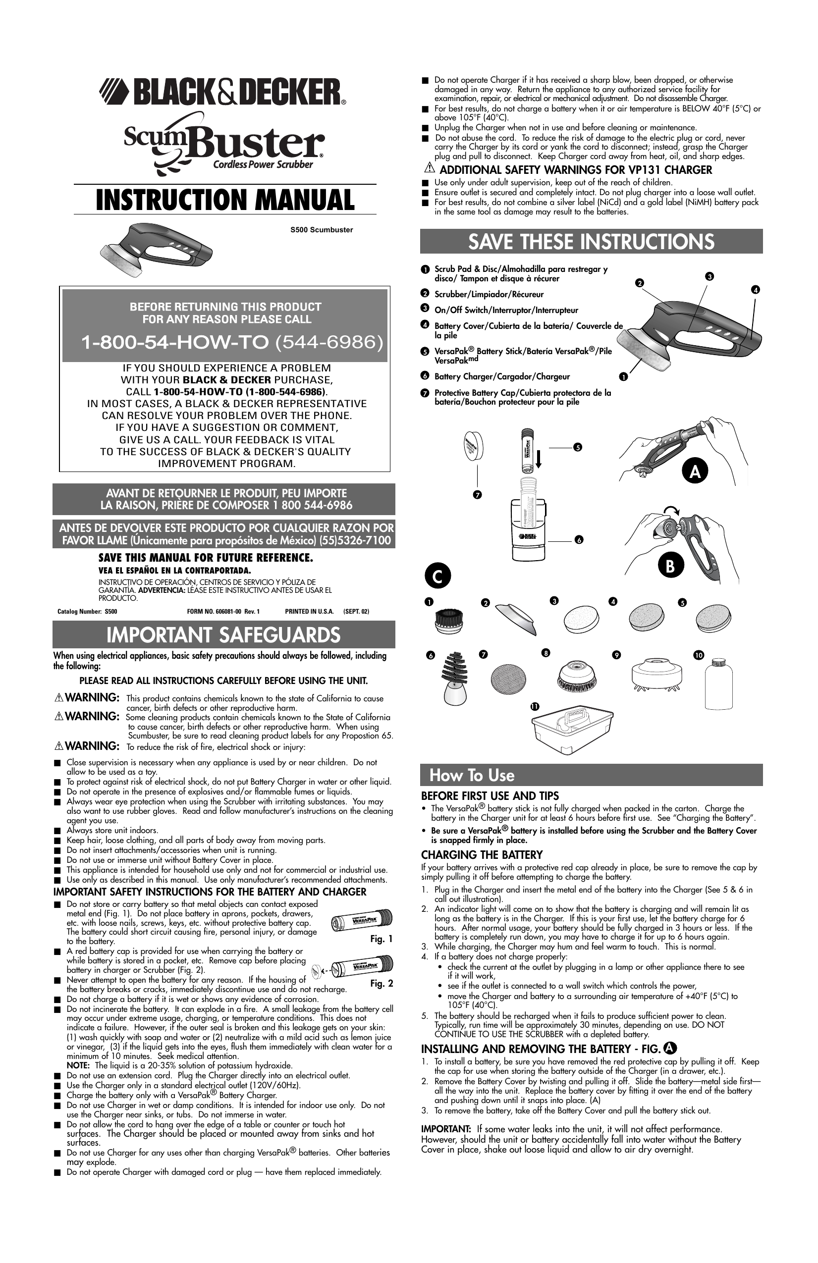 Black Decker S500 Scumbuster Instruction Manual Manualzz