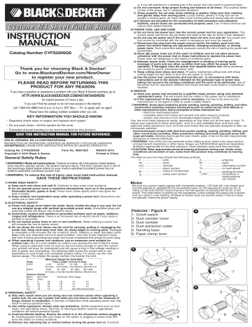 Black Decker CYFS2200QS Sander Instruction Manual Manualzz