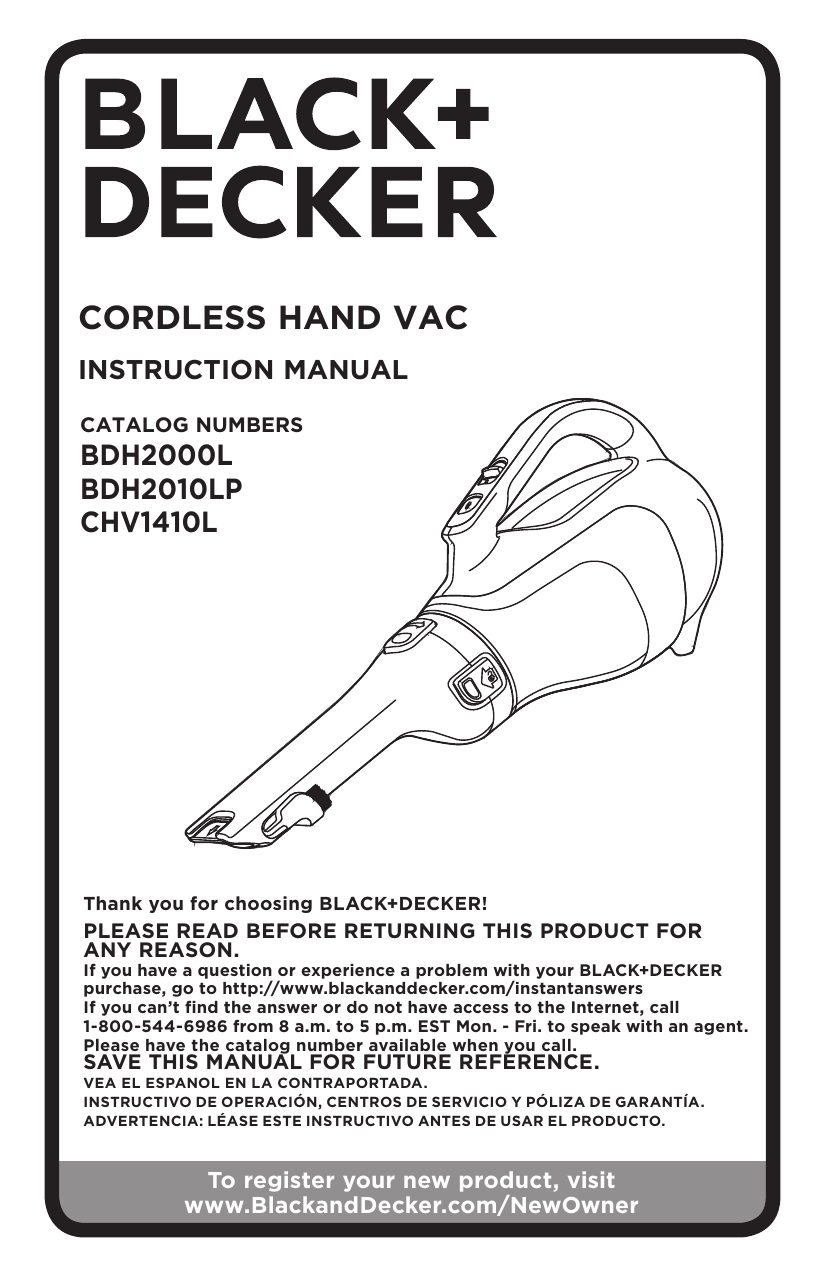 Black & Decker BDH2010LP, CHV1410L Series Instruction manual