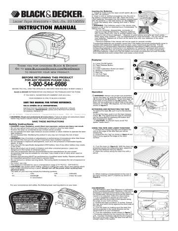 Black Decker BDTM250 Auto tape measure Instruction Manual Manualzz