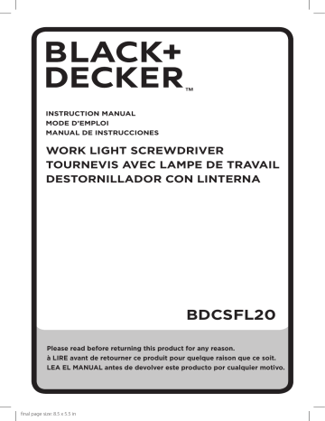 BLACK & DECKER BDV1085 INSTRUCTION MANUAL Pdf Download