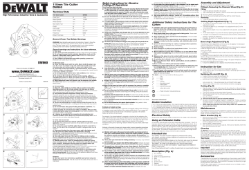 DeWALT DW860 Tile cutter Instruction Manual Manualzz