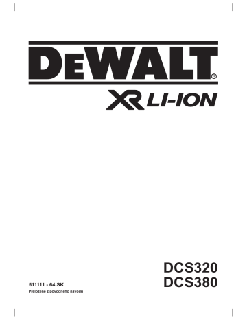 DeWalt DCS380 Cordless reciprocating saw Používateľská príručka | Manualzz