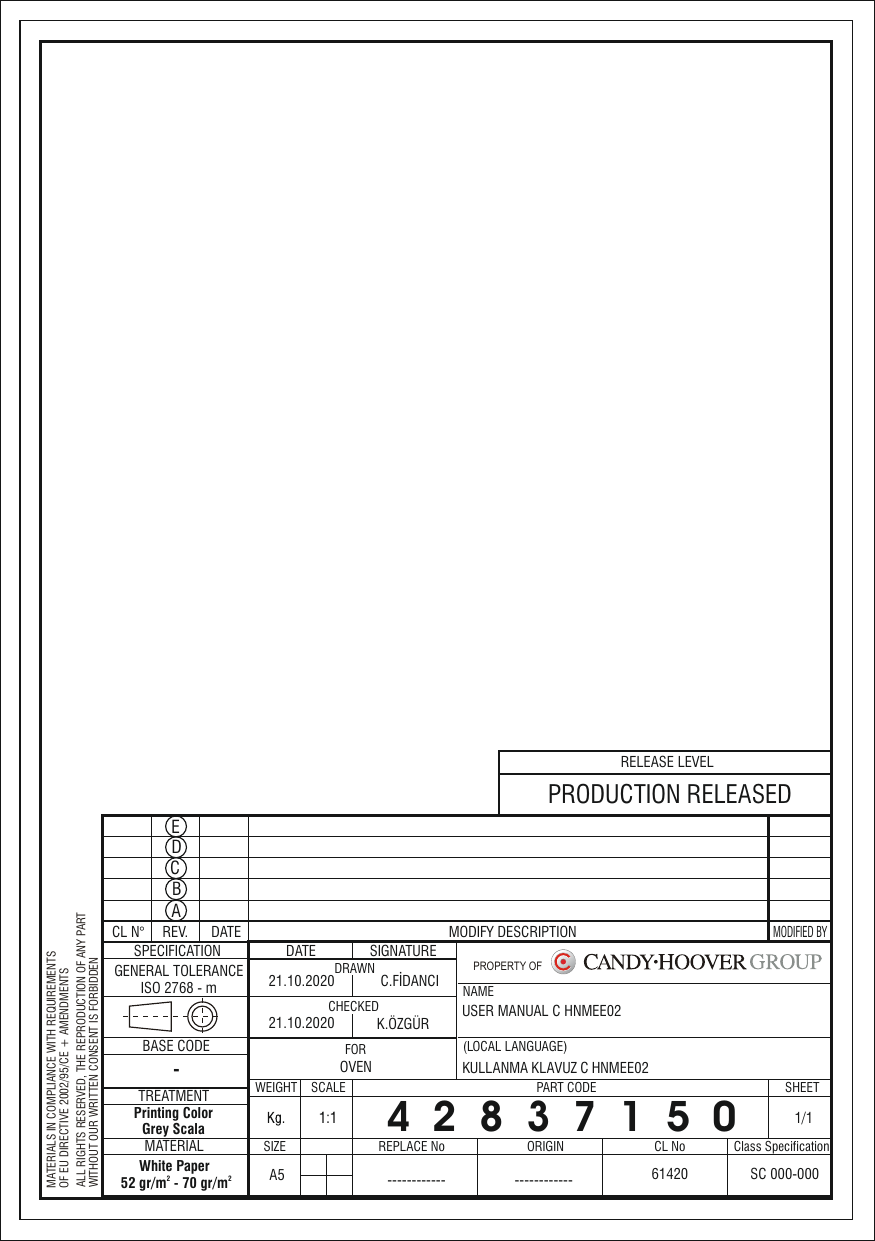 Candy FCS 502 N/E Manuale utente | Manualzz