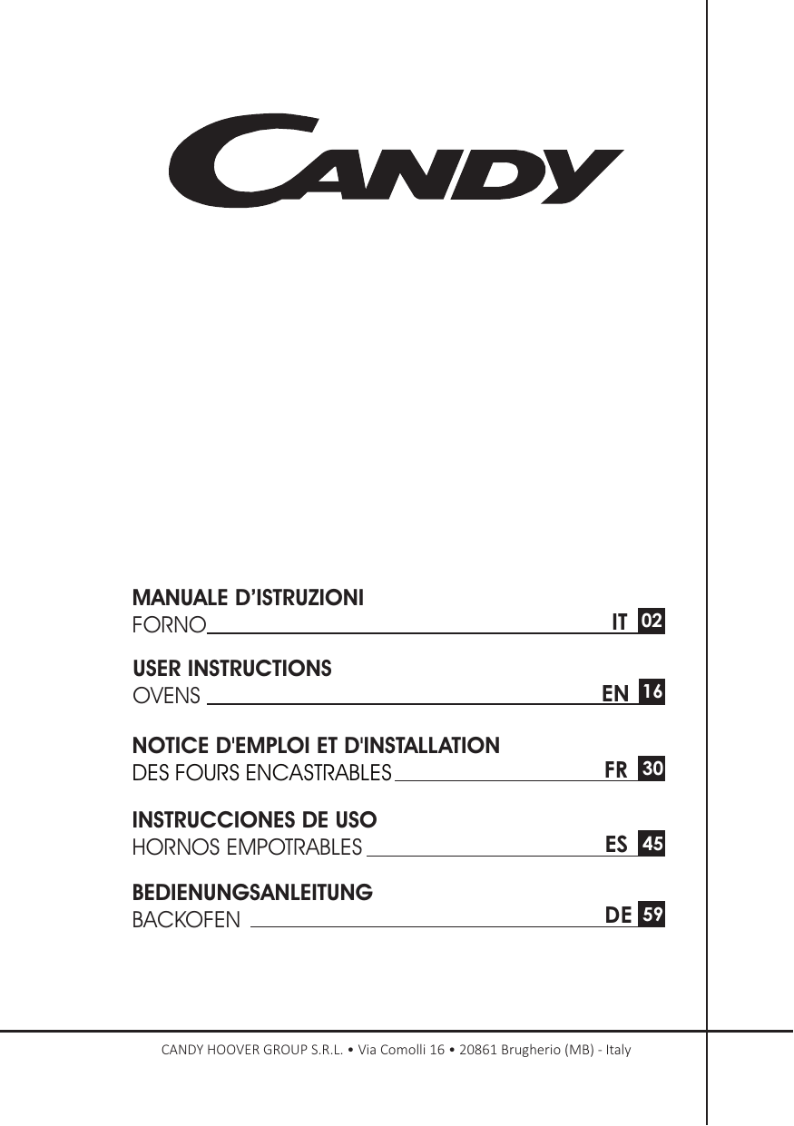 Candy FCEK826XL/E Oven User Manual | Manualzz