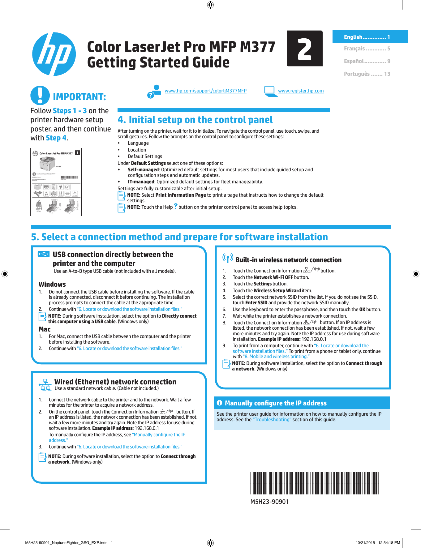 HP Color LaserJet Pro MFP M377 series Getting Started Guide | Manualzz