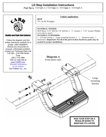 Carr 1 Ld Step Installation Instructions Manualzz