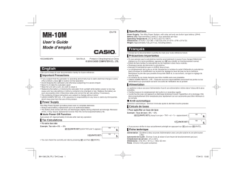 Casio MH-10M Calculator User Guide | Manualzz