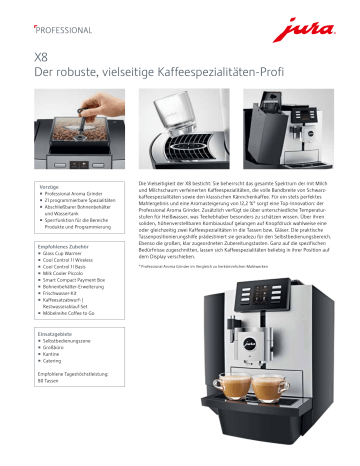 Jura X8 Produktinformation | Manualzz