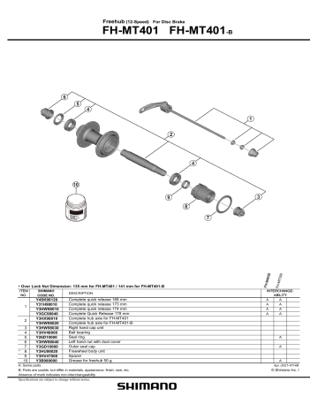 Shimano FH-MT401 Freehub (Rem Cakram) Exploded View | Manualzz