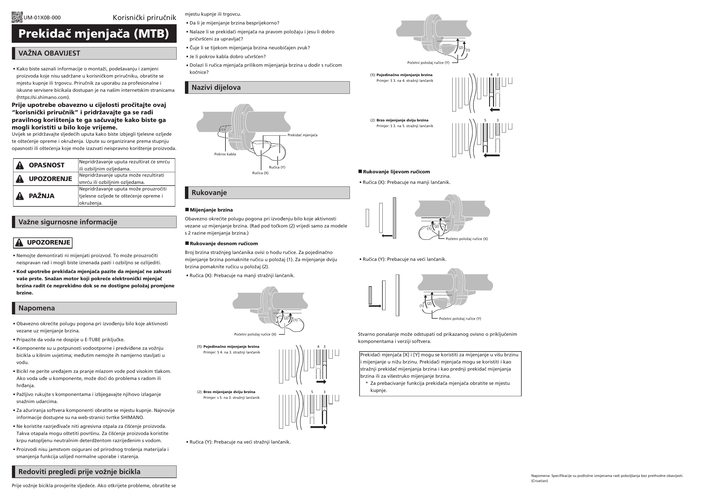 Shimano Sw M8050 Prekidac Mjenjaca Uputstvo Za Upotrebu Manualzz