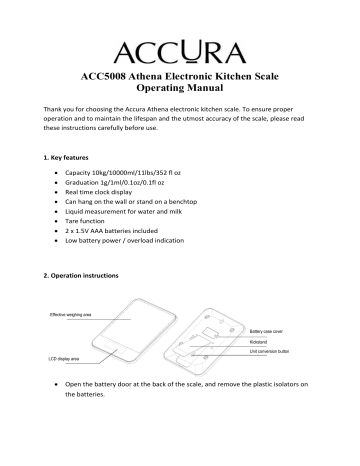 ULTREAN CX-2012 Digital Kitchen Scale Instruction Manual