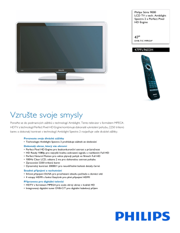 Philips 47PFL9603H/10 LCD TV Údaje o produkte | Manualzz