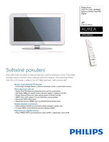 Philips 37PFL9903H/10 Aurea LCD TV Údaje o produkte | Manualzz
