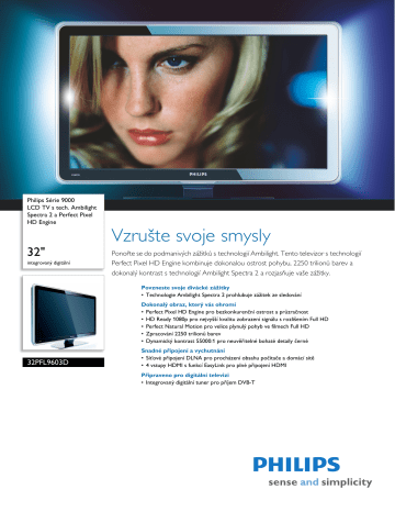Philips 32PFL9603D/10 LCD TV Údaje o produkte | Manualzz